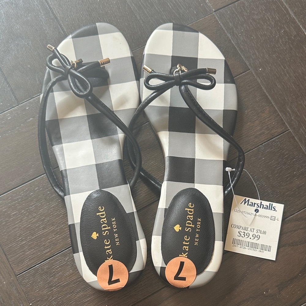 Kate Spade Black and White Checkered Flats